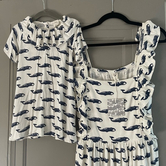 Kate Quinn Navy Whale Print Mommy and Me Dresses - Picture 2 of 4
